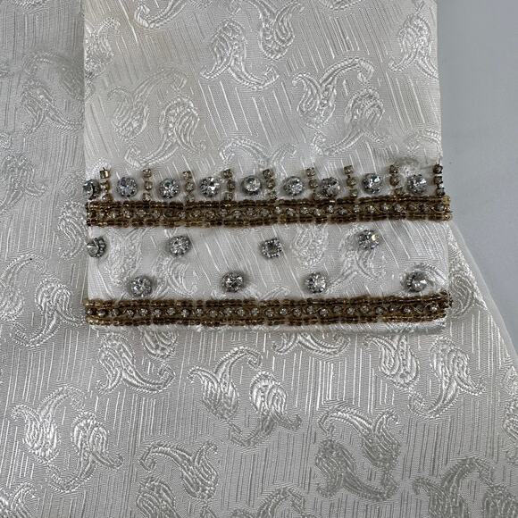 Boys White Sherwani Jacket Beaded Embroidery Gold Buttons 14" Chest - Picture 16 of 16